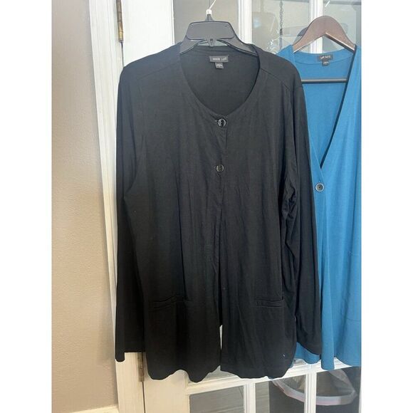 J Jill Lot Of 2 Open Front Cardigan Black Blue Size Large.    Dd - Picture 2 of 10